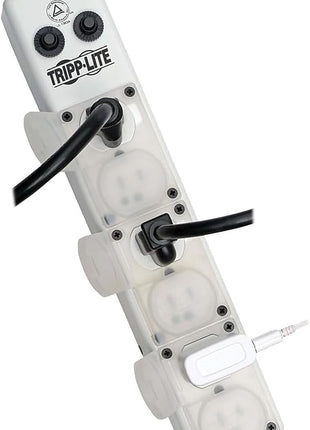 Tripp Lite Safe-IT Medical Grade Power Strip for Patient Care Vicinity, 6 Hospital-Grade Outlets, 120V, 15 ft. Right-Angle Cord, UL 1363A, White (PS-615-HG-OEMRA)