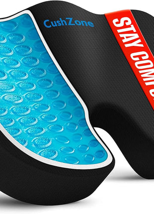 Office Chair Seat Cushion, Cooling Gel Enhanced Memory Foam Cushion for Long Sitting - Back, Sciatica, Coccyx, Tailbone Pain Relief Pillow - for Office, Gaming, Car, Wheelchair - Black, Large