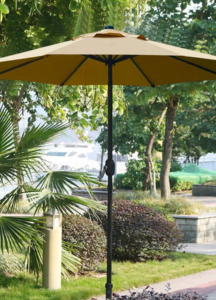 Sunnyglade 9' Patio Umbrella Outdoor Table Umbrella with 8 Sturdy Ribs (Tan)