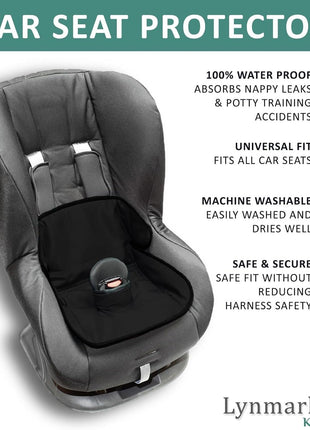 Piddle Pads Car Seat Potty Training Cover - Waterproof Soft Toddler and Baby Car Seat Protector Mat - Travel-Friendly Universal Machine Washable Liner for Spills, Nappy Leaks, Accidents - Black