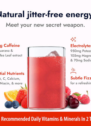 Zipfizz Daily Energy Drink Powder, Fruit Punch, 20 Pack 3-in-1 Sustained Energy, Rapid Hydration, and Essential Vitamins Sugar-Free Electrolyte Powder Contains Vitamin B-12 & Antioxidants