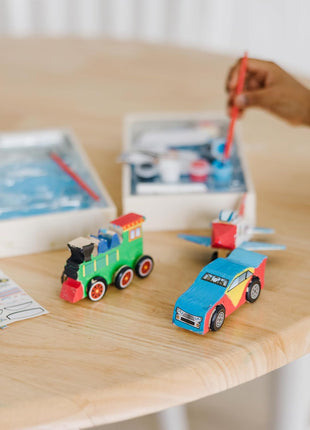Melissa & Doug Decorate-Your-Own Wooden Craft Kits Set - Plane, Train, and Race Car