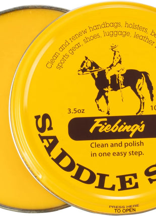 Fiebing's Yellow Saddle Soap for Leather (3.5 oz Tin) - Leather Cleaner & Conditioner to Soften, Protect & Restore Leathercraft - Leather Soap for Car Seat, Couch, Shoe, Purse, Boot, Bag, & Saddles