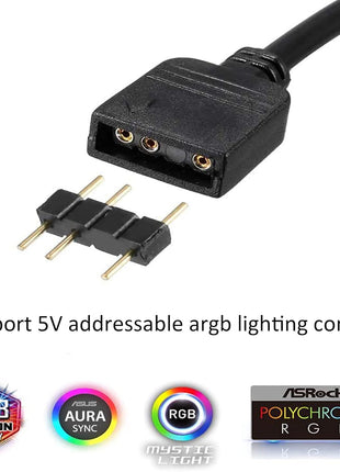 120mm ARGB PWM PC Case Fans - 800-1800RPM Computer CPU Cooling with Addressable RGB PC Case Triple Light Loop Includes SATA Adapter 3-Pack Black