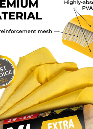 Premium XL Shammy Towel for Car - 2pk (34 inchx25 inch) - Super Absorbent Chamois Cloth - Spots & Scratch-Free - Reusable Car Drying Towels