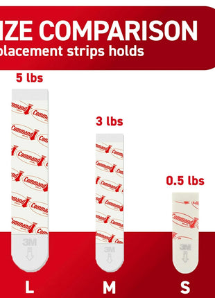 Command Indoor Medium Replacement Strips, 36 Strips | Replacement Strips, Holds up to 3 lb, Damage Free Wall Hanging, Re-Hang Medium Hooks for Home Decor and Wall Decor