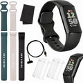 Fitbit Charge 6 Fitness Tracker (Bundle) – Black/Obsidian – Heart Rate, GPS, Sleep & Stress Tracking + Fast Charger, & Cleaning Cloth (Black)