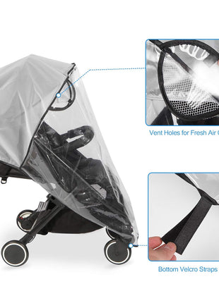 Clear Stroller Rain Cover, Universal Travel Weather Shield Breathable Baby Stroller Rain Cover for Windproof, Waterproof, Protect from Sun Dust Snow