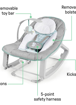 Ingenuity Keep Cozy 3-in-1 Grow with Me Vibrating Baby Bouncer, Seat & Infant to Toddler Rocker, Vibrations & -Toy Bar, 0-30 Months Up to 40 lbs (Weaver)