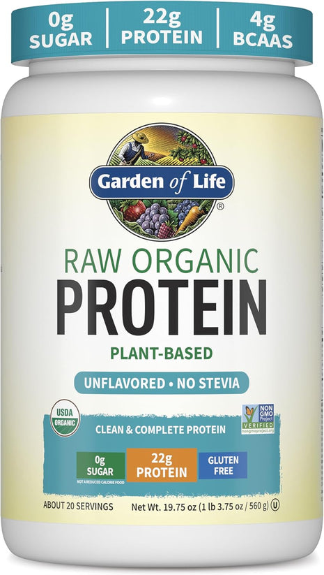 Garden of Life Organic Vegan Protein Powder, Plant Based & BCAAs, Organic Protein Powder with Probiotics & Enzymes, Non-GMO, Gluten-Free Lactose Free 1.2 LB
