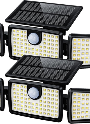 MIHANI Solar Flood Lights Outdoor, 2500LM Motion Sensor Security Lights with 270° Wide Angle, IP65 Waterproof, 3 Heads Solar Outdoor Lights for Patio, Yard, House, Garage (Non-Remote, 2 Pack)