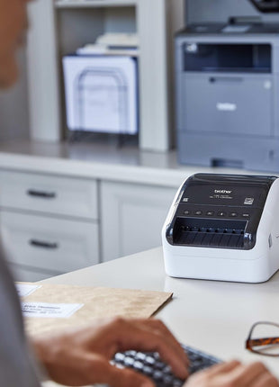 Brother QL-1110NWBC Wide Format, Postage and Barcode Professional Thermal Label Printer with Wireless Connectivity, Black And White, 6.7 inch x 5.9 inch x 8.7 inch