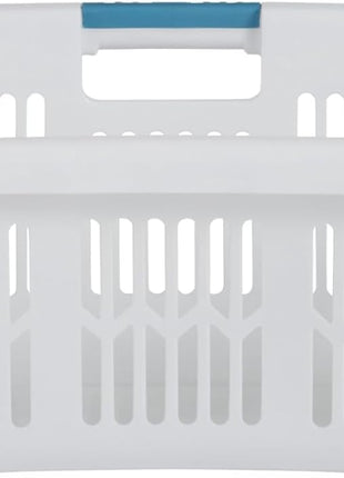 Rubbermaid Large Hip Hugger Laundry Basket/Hamper, 1.5 Bushel, White, Stackable Storage Bin/Organizer for Bathroom/Bedroom/Dorm/Home