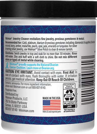 Weiman Fine Jewelry Cleaner Liquid with Cleaning Brush – Restores Shine & Brilliance to Gold, Platinum, Precious Gemstones & Diamond Jewelry, 6 Oz