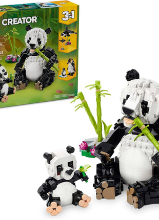 LEGO Creator 3 in 1 Wild Animals Panda Family - Building Toy Kit for Kids with 3 Building Options, Panda, Penguin, or Orca - 8 Year Old Girl & Boy Birthday Gifts - 31165