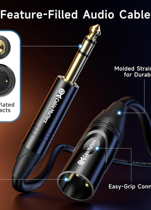 Cable Matters 6.35mm (1/4 Inch) TRS to XLR Cable - 10ft, Male to Male XLR to TRS Cable, Black - Not for Microphone Use