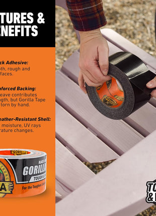 Gorilla Tape Tough & Wide, Black Tape, 2.88 inch x 25 yd (Pack of 1) - Heavy Duty and Weather Resistant for Indoor or Outdoor
