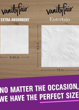 Vanity Fair Extra Absorbent Premium Paper Napkins, 80 Count, Disposable Napkins Made Soft And Strong For Messy Meals And Everyday Use