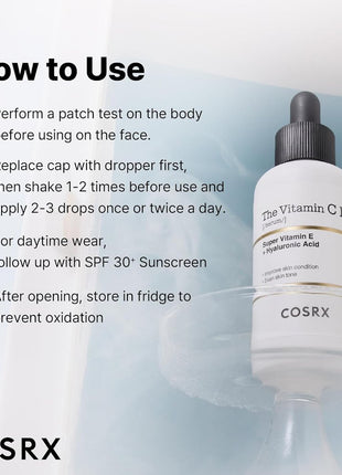 COSRX Vitamin C13 Serum, 0.7 fl oz (20 ml), Raw Vitamin, Pores, Niacinamide, Vitamin E, Hyaluronic Acid, Pores, Hurricane, Serum, Lotion, Pure Vitamin C, Sensitive Skin, Tested for Human Body