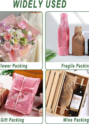 Honeycomb Packing Paper,12 inch W x 200' L Bubble Cushioning Wrap for Moving,Products & Gifts Wrapping Paper,Recyclable and Biodegradable Cushioning Packing Material with 20 Fragile Sticker Labels
