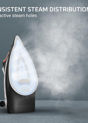 Rowenta Iron Steamer for Clothes, Stainless Steel Soleplate Steam Iron, Microsteam Holes, 1700 Watts, Lightweight, Auto off, Black, DW2360