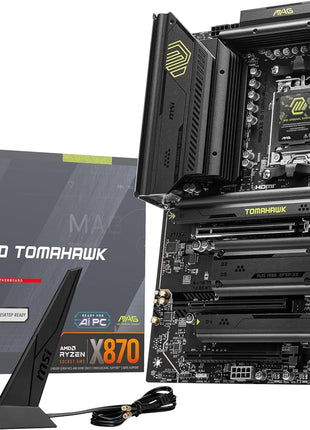 MSI MAG X870 Tomahawk WiFi Gaming Motherboard (AMD Ryzen 9000/8000/7000 Series Processors, AM5, DDR5, PCIe 5.0, M.2 Gen5, SATA 6Gb/s, USB 40Gbps, HDMI/DP, Wi-Fi 7, Bluetooth 5.4, 5Gbps LAN, ATX)
