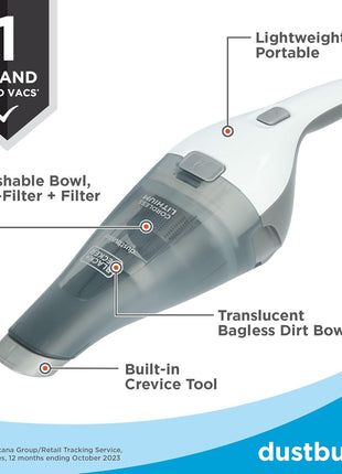 BLACK+DECKER dustbuster Cordless Handheld Vacuum, Portable Car Vacuum Cordless Rechargeable, Wall Mount, Strong Suction QuickClean (HNVC215B10)