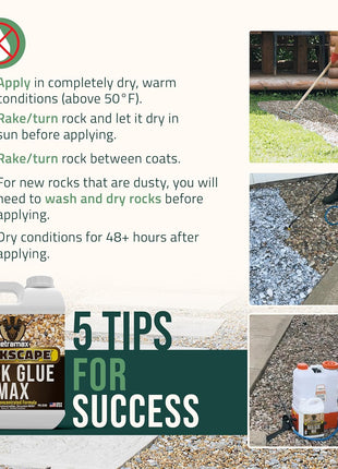 Petra Max Rock Glue for Landscaping, Pet-Safe & Non-Toxic (USA-Made), 32 Oz | Sticky Clear Gravel Binder & Decomposed Granite Stabilizer - Lockdown Gravel/Pebbles/Stones, Mulch Glue for Rocks (50 Sq Ft)