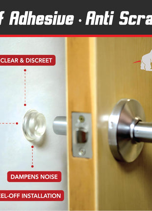 Door Stopper Wall Protector [4 Pack] - Clear Self Adhesive Rubber Door Bumpers. Prevent Damage to Walls from Door Knobs Handles - Door Stop