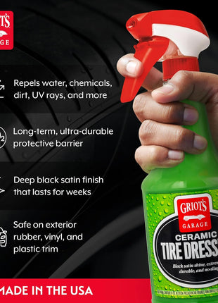 Griot's Garage Ceramic Tire Dressing Coating for Car Detailing, Safe for Rubber, Vinyl, and Plastic Trim on Cars, Trucks, SUVs, Motorcycles, and RVs, 10842, 22oz