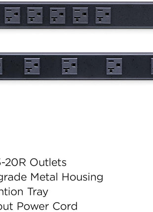 CyberPower CPS1220RM Basic PDU, 100-125V/20A, 12 Outlets, 15ft Power Cord, 1U Rackmount