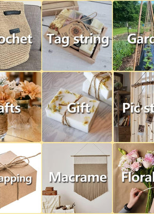 PerkHomy Garden Twine Strong Natural Jute 400 Feet Long Brown Twine for Gardening Tomato Climbing Plant Tie Floristry Crafts Gift Wrapping Packing Decor (Brown 2mm * 400feet)