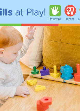 Melissa & Doug Stack and Sort Board - Wooden Educational Toy With 15 Solid Wood Pieces