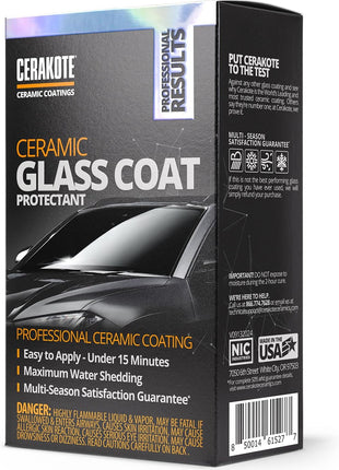 CERAKOTE® Ceramic Glass Coat Protectant - Hydrophobic Automotive Rain Repellant, Long-Lasting and Durable Ceramic Coating, Quick and Easy Application