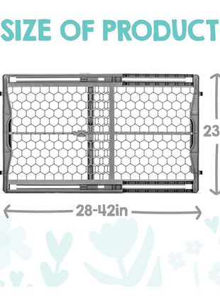 Regalo Safety 28"-42" Extra Wide Baby Gate, Bottom of Stairs & Doorways | Pressure Mounted & Adjustable, For Babies, Toddlers & Pets, Plastic, Gray, Tested & Trusted for 30 Years