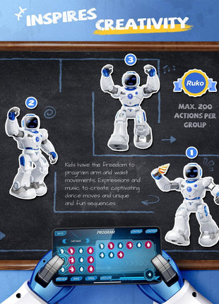 Ruko 1088 Smart Robot Toy for Kids, Large Programmable Interactive Gift | Support Remote Control & App Control & Voice Command, Birthday Gift for Boys & Girls Ages 4 5 6 7 8 9, Blue
