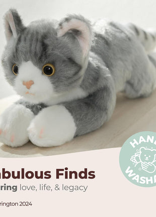 Bearington Lil' Socks Cat Stuffed Animal - 8" Realistic Cat Plush Toy - Soft Gray Striped Plush Cats with Lifelike Details for Kids, Toddlers, and Kitten Lovers - Adorable Gift for Kids