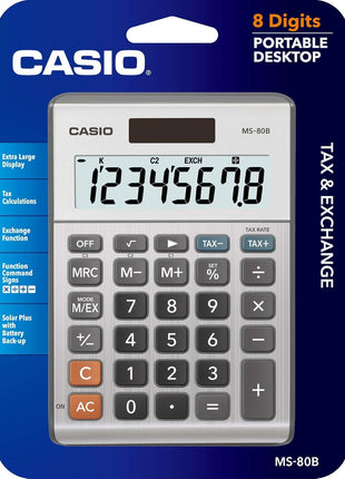 Casio MS-80B Calculator  - Desktop Calculator with Tax & Currency Tools | General Purpose | Large Display | Ideal for Home, Office & Everyday Math