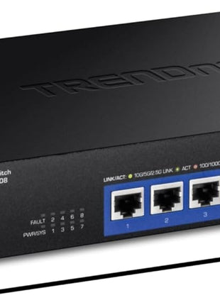 TRENDnet 8-Port 10G Switch, TEG-S708, 8 x 10G RJ-45 Ports, 160Gbps Switching Capacity Rack mountable, Ethernet Splitter, NDAA & TAA Compliant, Lifetime Protection, Black