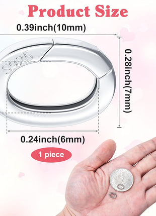 2pcs 925 Sterling Silver Oval Jewelry Clasps, Hypoallergenic Necklace Enhancer Shortener, Spring Bail Clasp Rings Connector Clips for Bracelet Anklet Jewelry Making