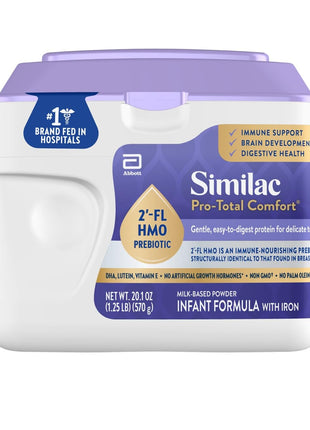 Similac Pro-Total Comfort Infant Formula With Iron, Gentle, Easy-to-Digest Formula, Has 2'-FL HMO for Immune Support, Non-GMO, Baby Formula Powder, 20.1-oz Tub