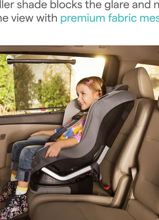 Munchkin Brica Sun Safety Car Window Shade with Heat Alert, Helps Block UVA/UVB Rays, 2 Pack, Black