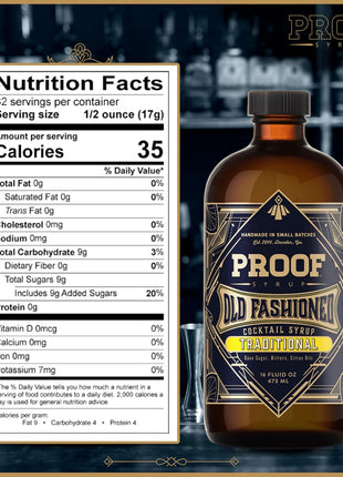 Proof Syrup Old Fashioned Cocktail Mix - Made with Real Bitters & Cane Sugar - Traditional Old Fashion Flavor - Fast, Easy, Delicious, Handcrafted Cocktail Syrup - 16oz - 1 Bottle
