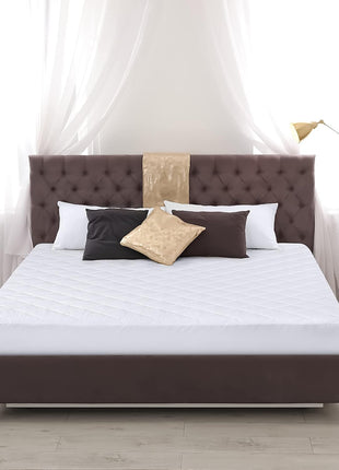 Utopia Bedding Quilted Fitted Mattress Pad, Queen Size, Elastic Fitted Mattress Topper Protector and Cover Stretches up to 16 Inches Deep, Machine Washable (White)