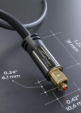 KabelDirekt TOSLINK – Optical Audio Cable – 6ft – Fiber Optic Cord, S/PDIF Digital Audio Optical Cable for Soundbar, Stereo Systems, Home Cinema, Xbox One/PS4 – Designed in Germany