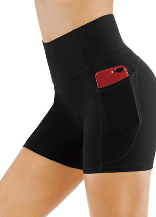 THE GYM PEOPLE High Waist Yoga Shorts for Women Tummy Control Fitness Athletic Workout Running Shorts with Deep Pockets (Medium, Black)