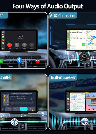 Wireless Carplay Screen for Car 7" HD Portable Car Stereo Touchscreen with Apple CarPlay and Android Auto with Mirror Link/Backup Camera/Bluetooth/GPS Navigation/AUX for All Vehicles