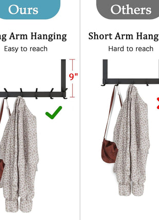 DOKU Over The Door Hook, Heavy Duty Over Door Hanger Holder for Coat Robe Hat Clothe Towels Hanging, Bathroom Organizer Towel Rack 12 Hooks, Matte Black