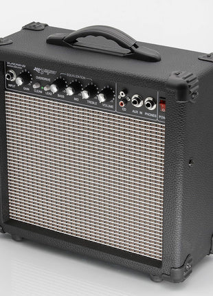 Leo Jaymz 20W Electric Guitar Amplifier - Clean and Distortion Channel - 3 Band Equalization and CD Line Input - Recording Studio, Practice Room, Small Courtyard (6.5 inch, Black)