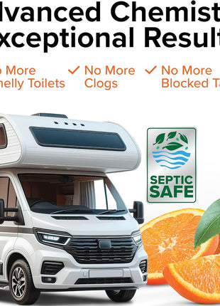 Camco TST MAX RV Toilet Treatment Drop-INs - Control Unwanted Odors & Break Down Waste and Tissue - Safe Septic Tank Treatment - Orange Scent, 30-Pack (41183)